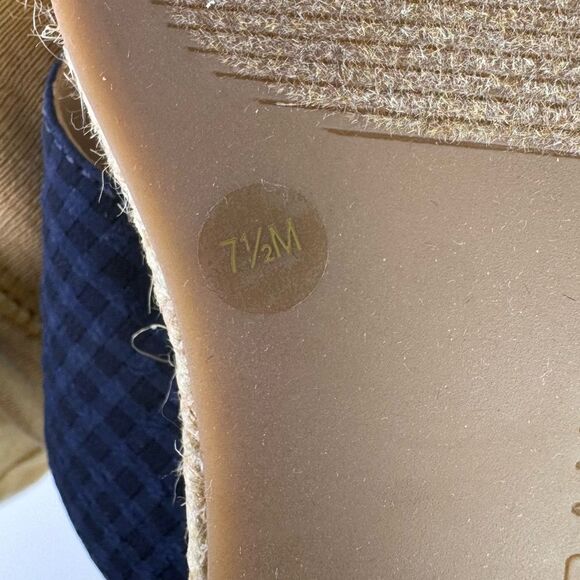 NWOB! Lucky Brand Gayte Espadrilles Slides Slip On Check Blue Sandals Sz 7.5 - Picture 10 of 12